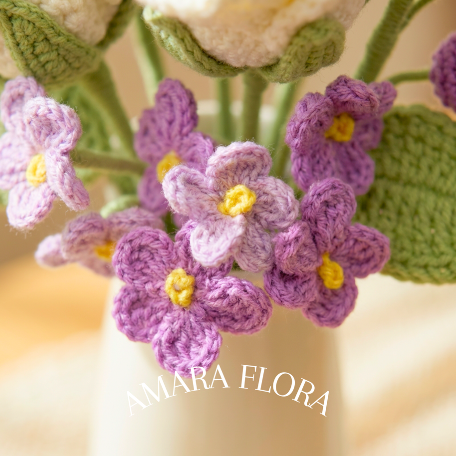 Handmade Crochet Flower Rose Bouquet – Tulips & Lilies - Purple