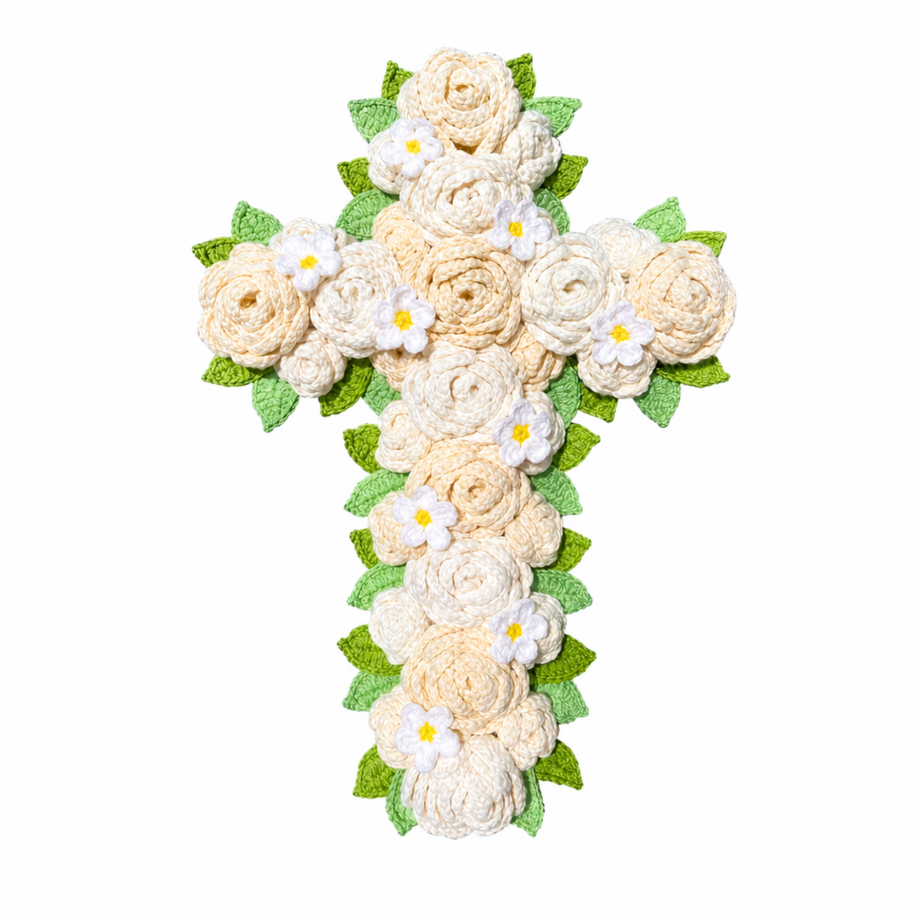 Handmade Crochet Cross White