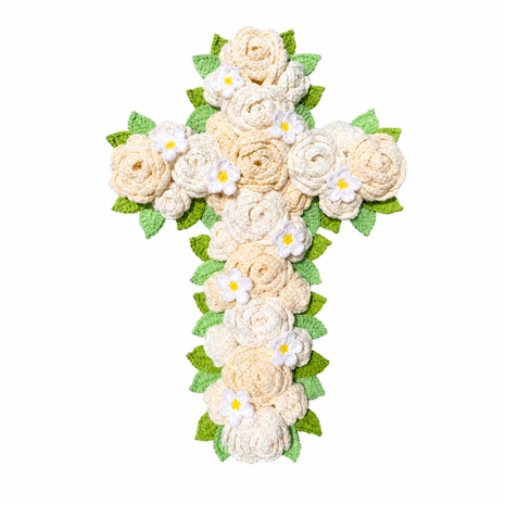 Handmade Crochet Cross White