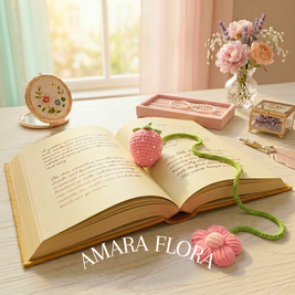Cute Boho Strawberry Bookmark - Pink
