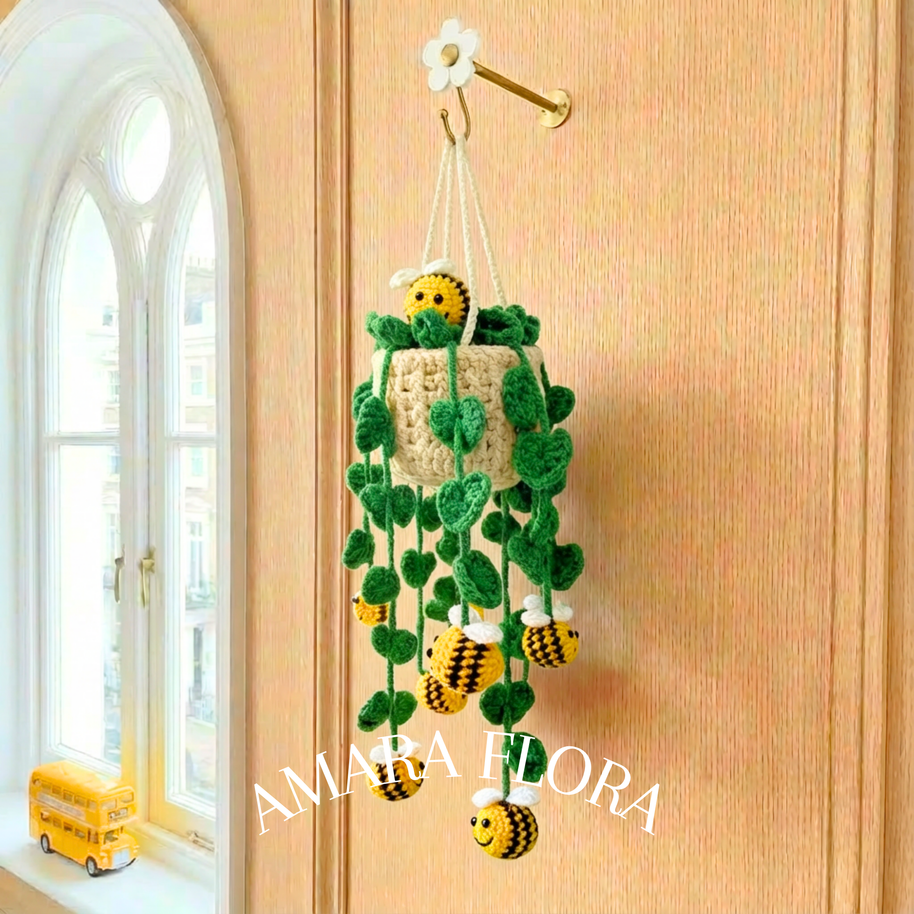 Crochet Bee Plant Hanging