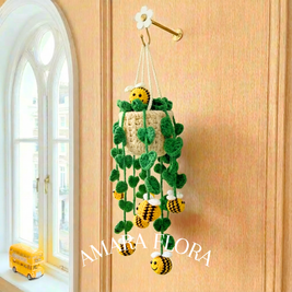 Crochet Bee Plant Hanging