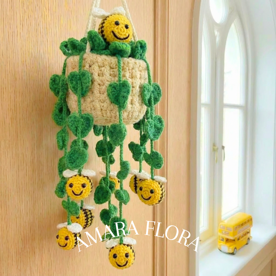 Crochet Bee Plant Hanging