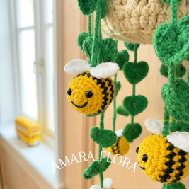 Crochet Bee Plant Hanging