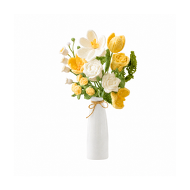 Handmade Crochet Flower Rose Bouquet – Tulips & Lilies - Yellow