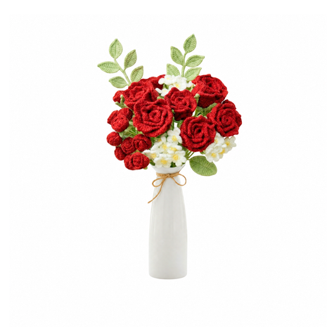 Crochet Handmade Rose Flower Bouquet