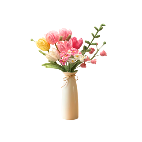 Homemade Crochet Tulip Bouquet Plus Vase