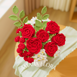 Crochet Handmade Rose Flower Bouquet