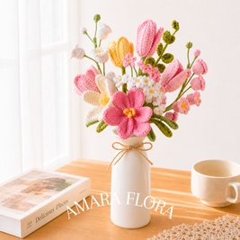 Homemade Crochet Tulip Bouquet Plus Vase