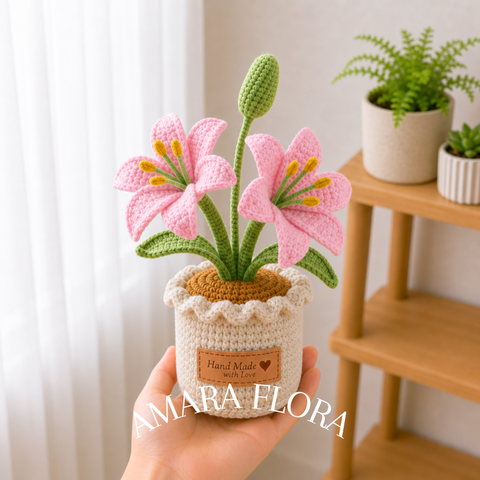 Crochet Lily Flower - Pink