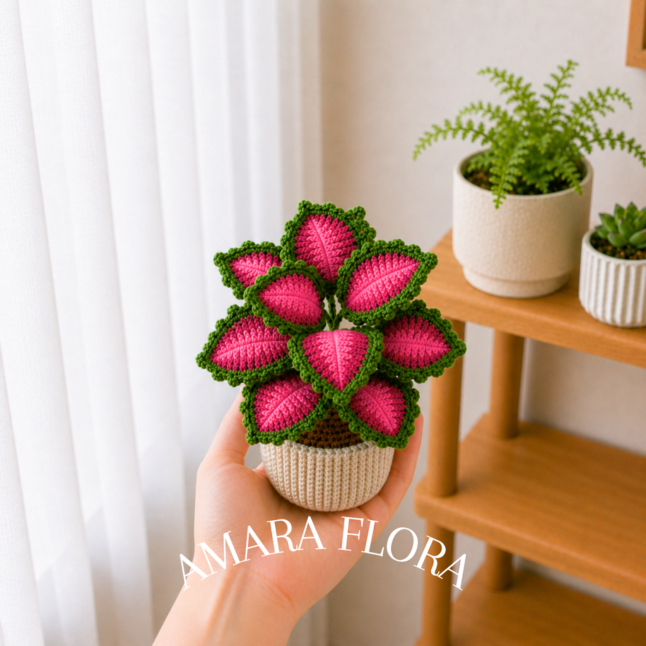 Crochet Coleus Plant - Red