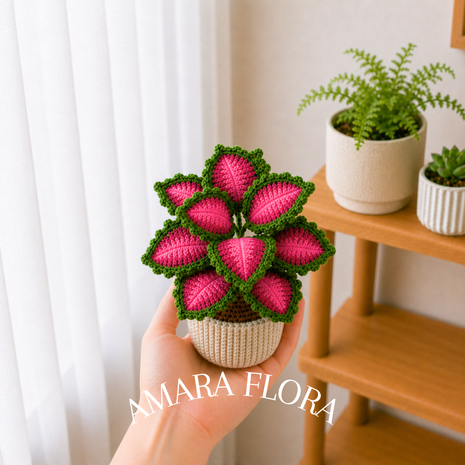 Crochet Coleus Plant - Red