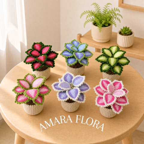 Crochet Coleus Plant - Pink & Green