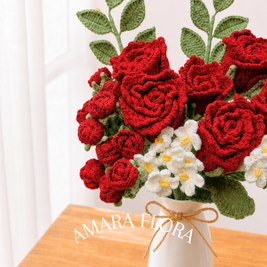Crochet Handmade Rose Flower Bouquet